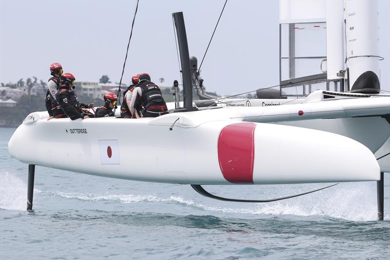 Denmark SailGP Team helmed by Nicolai Sehested in action onboard the Japan SailGP Team F50 catamaran during a practice session ahead of Bermuda SailGP presented by Hamilton Princess, Event 1 Season 2 in Hamilton, Bermuda. 19 April . - photo © Simon Bruty /SailGP