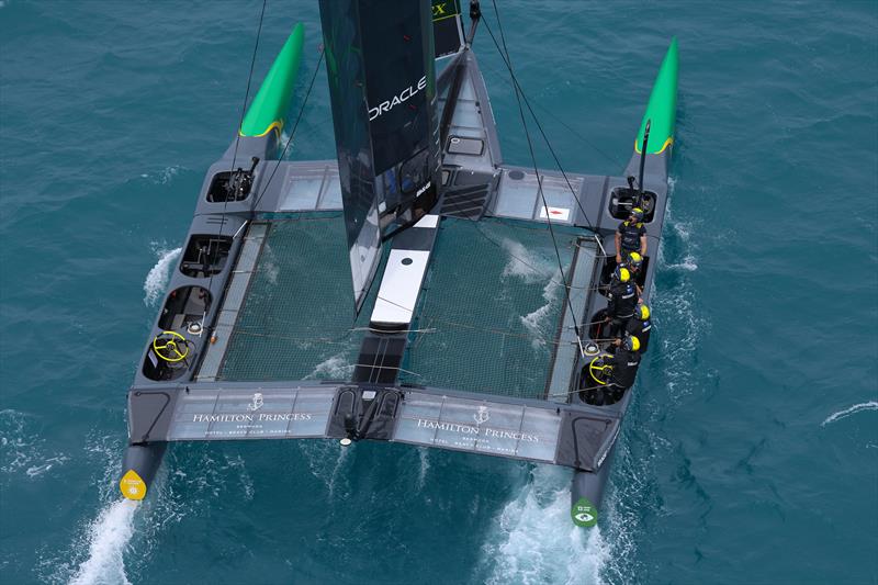 Australia SailGP Team helmed by Tom Slingsby in action during practice on Race Day 2 photo copyright Simon Bruty/ SailGP taken at Royal Bermuda Yacht Club and featuring the F50 class