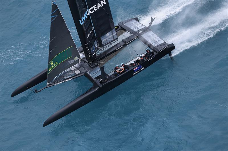New Zealand SailGP Team helmed by Peter Burling in action on Race Day 2 of Bermuda SailGP  photo copyright Simon Bruty/SailGP taken at Royal Bermuda Yacht Club and featuring the F50 class