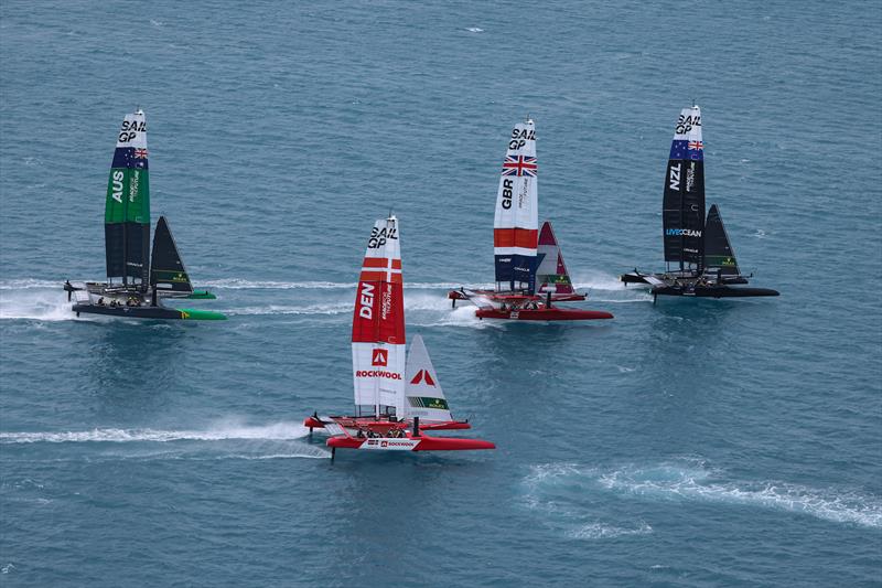 New Zealand SailGP Team  leading Great Britain SailGP Team, Denmark SailGP Team  and Australia SailGP Team  on Race Day 2 of Bermuda SailGP - photo © Simon Bruty/SailGP