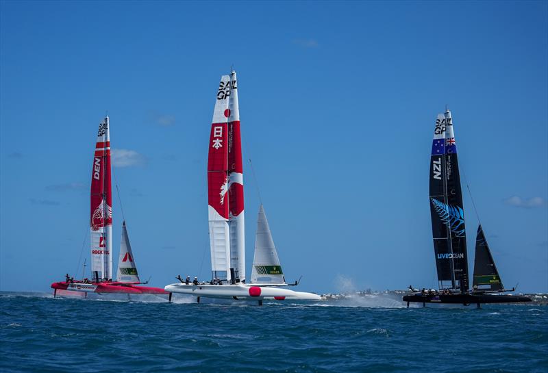 Denmark SailGP Team, Japan SailGP Team and New Zealand SailGP Team in action at Bermuda SailGP, Event 1 Season 2 in Hamilton, Bermuda. 23 April .  - photo © Simon Bruty/SailGP