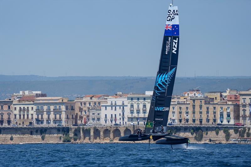 New Zealand SailGP Team helmed by Arnaud Psarofaghis in action during practice ahead of Italy SailGP, Event 2, Season 2 in Taranto, Italy. 03 June .  - photo © Bob Martin/SailGP