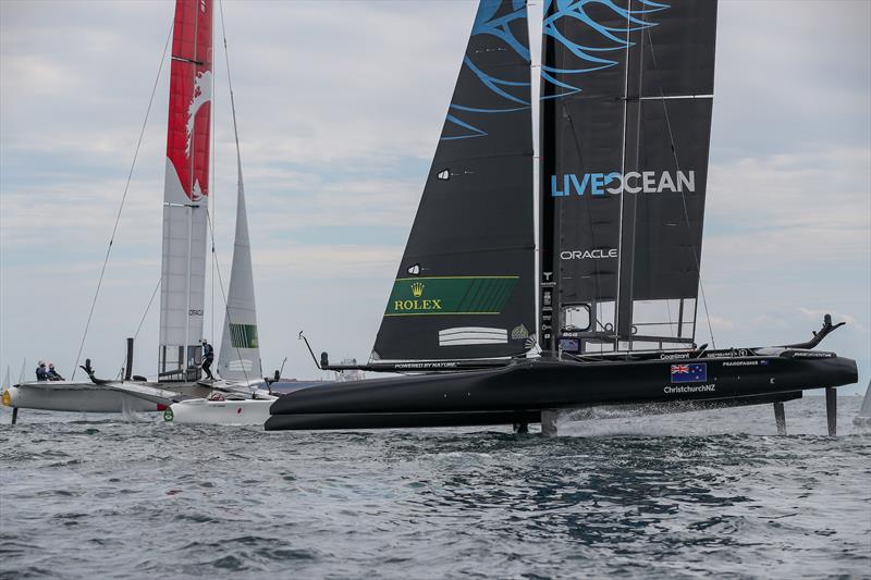 New Zealand SailGP Team helmed by interim skipper Arnaud Psarofaghis competing in the first race on Race Day 1 at Italy SailGP, Event 2, Season 2 in Taranto, Italy. 05 June . - photo © Ian Roman / SailGP