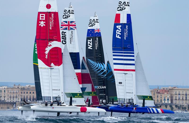 Australia SailGP Team, France SailGP Team, Great Britain SailGP Team, New Zealand SailGP Team and USA SailGP Team competing on Race Day 1 at Italy SailGP, Event 2, Season 2 in Taranto, Italy. 05 June . - photo © Bob Martin / SailGP