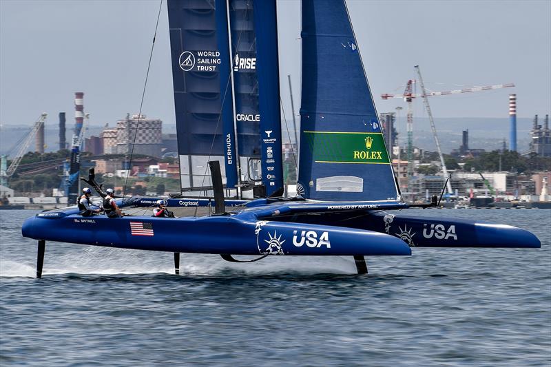 USA SailGP Team helmed by Jimmy Spithill in action on Race Day 2. Italy SailGP, Event 2, Season 2 in Taranto, Italy. 06 June  photo copyright Ricardo Pinto / SailGP taken at  and featuring the F50 class