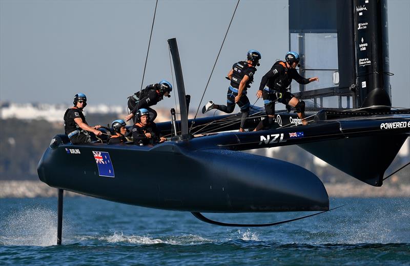 New Zealand SailGP Team co-helmed by Peter Burling and Blair Tuke in action during a practice session ahead of Spain SailGP, Event 6, Season 2 in Cadiz, Andalucia, Spain.  - photo © Ricardo Pinto/SailGP