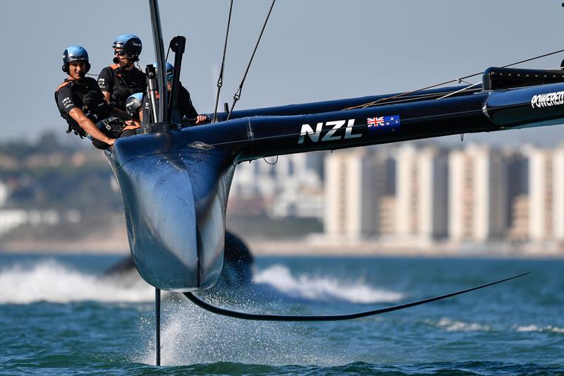 New Zealand SailGP Team co-helmed by Peter Burling and Blair Tuke in action during a practice session ahead of Spain SailGP, Event 6, Season 2 in Cadiz, Andalucia, Spain.  photo copyright Ricardo Pinto/SailGP taken at Royal New Zealand Yacht Squadron and featuring the F50 class