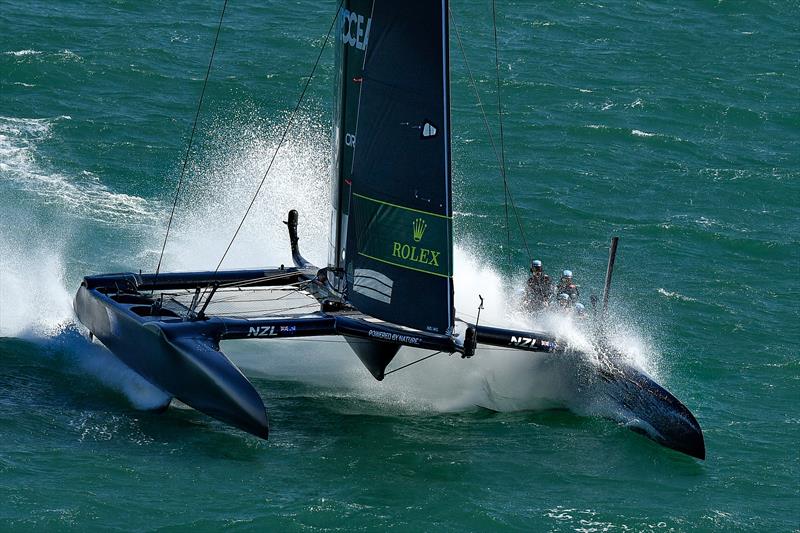 New Zealand SailGP Team co-helmed by Peter Burling and Blair Tuke in action on Race Day 2 at Spain SailGP - 10th October photo copyright Ricardo Pinto/SailGP taken at  and featuring the F50 class