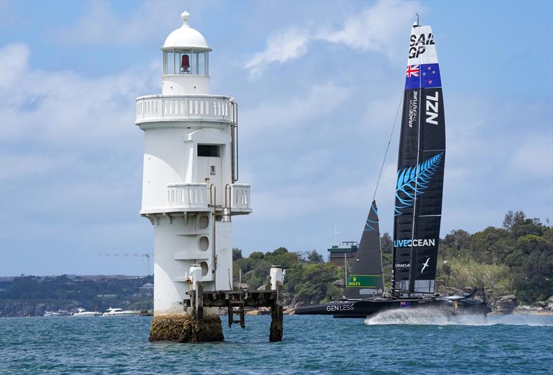 New Zealand SailGP Team co-helmed by Peter Burling and Blair Tuke in action during a practice race. Australia Sail Grand Prix presented by KPMG. 16 December - photo © Bob Martin/SailGP