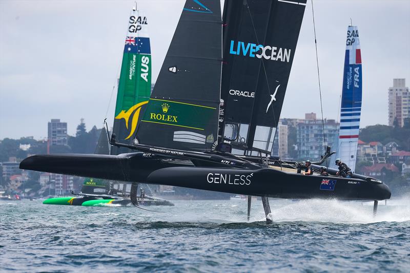 New Zealand SailGP Team co-helmed by Peter Burling and Blair Tuke in action during the practice fleet races ahead of Australia Sail Grand Prix presented by KPMG. 16 December photo copyright Brett Costello/SailGP taken at Woollahra Sailing Club and featuring the F50 class