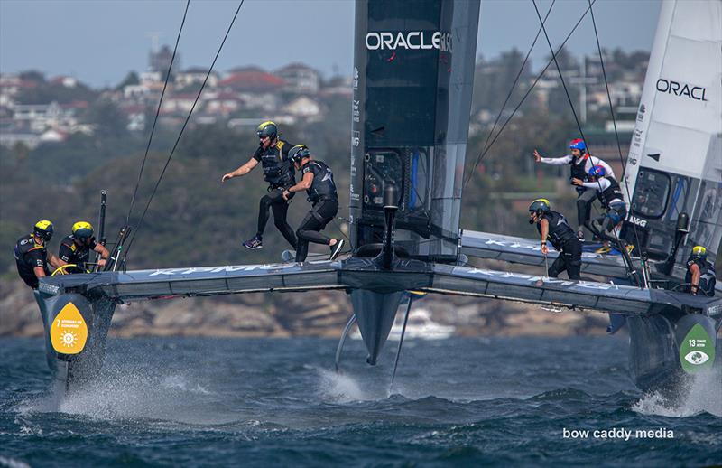 The Australia crew cross on a tack photo copyright Bow Caddy Media taken at  and featuring the F50 class