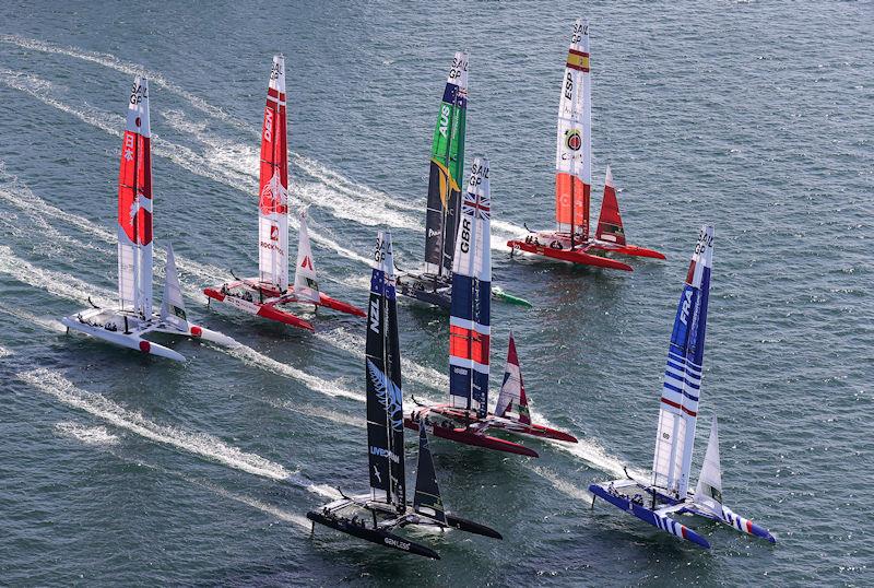 A reaching start during the Australia Sail Grand Prix photo copyright David Gray for SailGP taken at  and featuring the F50 class