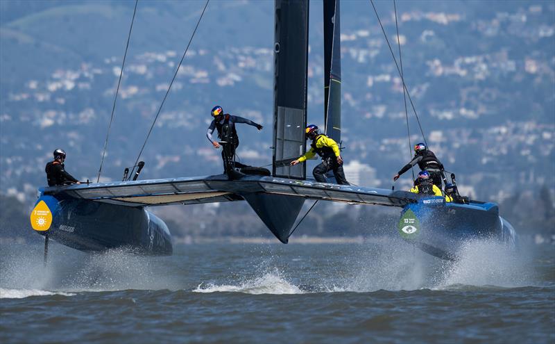 USA SailGP Team helmed by Jimmy Spithill in action during a practice session ahead of San Francisco SailGP, Season 2 in San Francisco, USA photo copyright Ricardo Pinto for SailGP taken at  and featuring the F50 class