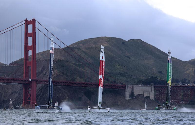 USA SailGP Team helmed by Jimmy Spithill and Japan SailGP Team helmed by Nathan Outterridge in action on Race Day 2 of San Francisco SailGP, Season 2 - photo © Felix Diemer for SailGP