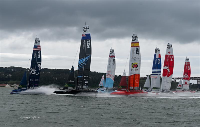 The fleet in action on Race Day 2 of San Francisco SailGP, Season 2 - photo © Ricardo Pinto/SailGP