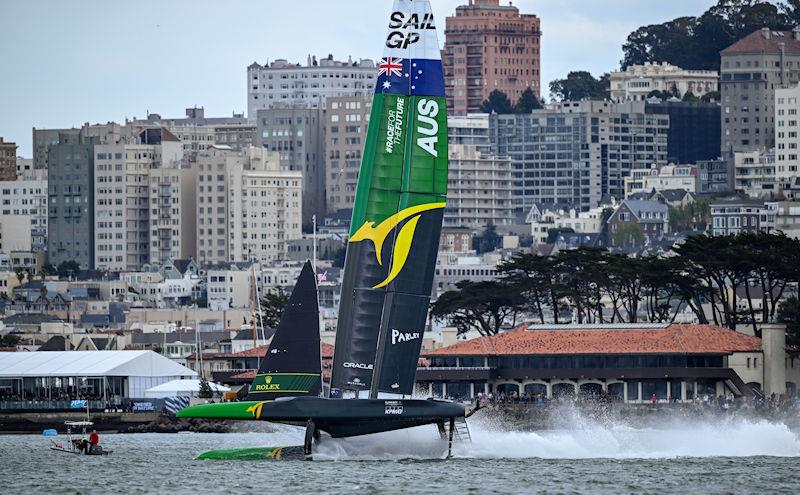 Australia SailGP Team helmed by Tom Slingsby in action on Race Day 2 of San Francisco SailGP, Season 2 photo copyright Ricardo Pinto for SailGP taken at Golden Gate Yacht Club and featuring the F50 class