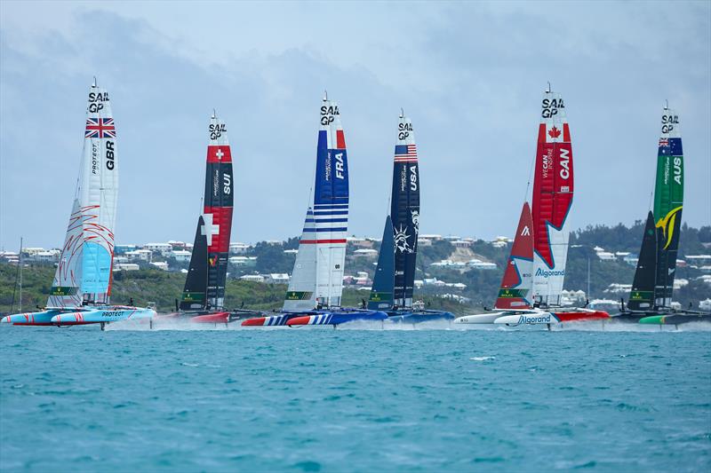 Great Britain SailGP Team, Switzerland SailGP Team, France SailGP Team, USA SailGP Team, Canada SailGP Team and Australia SailGP Team competing on Race Day 1 of Bermuda SailGP presented by Hamilton Princess, Season 3, in Bermuda - photo © Simon Bruty for SailGP