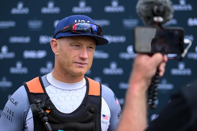 Jimmy Spithill, CEO & driver of USA SailGP Team, speaks to the media on Race Day 1 of Bermuda SailGP presented by Hamilton Princess, Season 3, in Bermuda - photo © Ricardo Pinto for SailGP