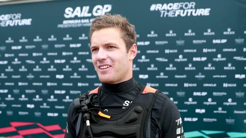 Switzerland SailGP Team skipper Sébastien Schneiter on Race Day 1 of Bermuda SailGP presented by Hamilton Princess photo copyright SailGP taken at  and featuring the F50 class