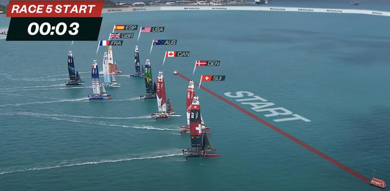 Just before the start of Race 5 , NZL is late along with a few others  - Season 3, SailGP - Bermuda - May 2022 - photo © SailGP