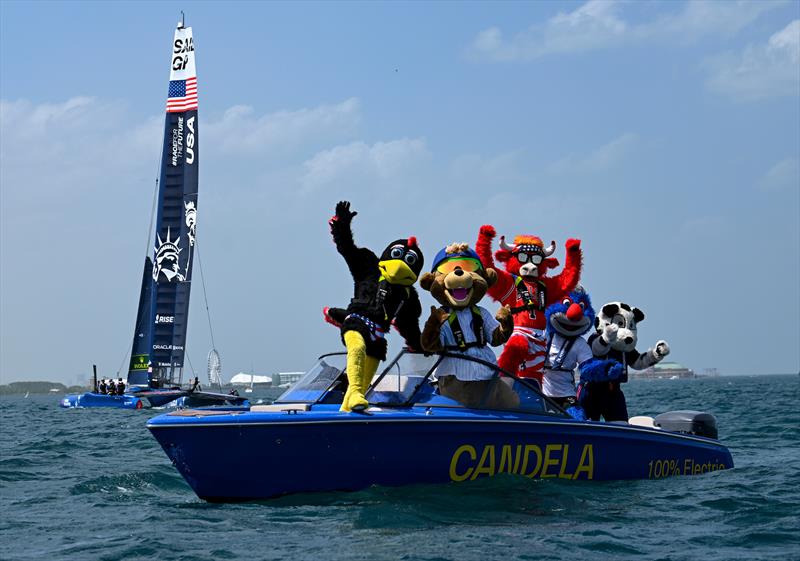 USA SailGP Team helmed by Jimmy Spithill sail past the Chicago skyline ahead of T-Mobile United States Sail Grand Prix - photo © Ricardo Pinto for SailGP