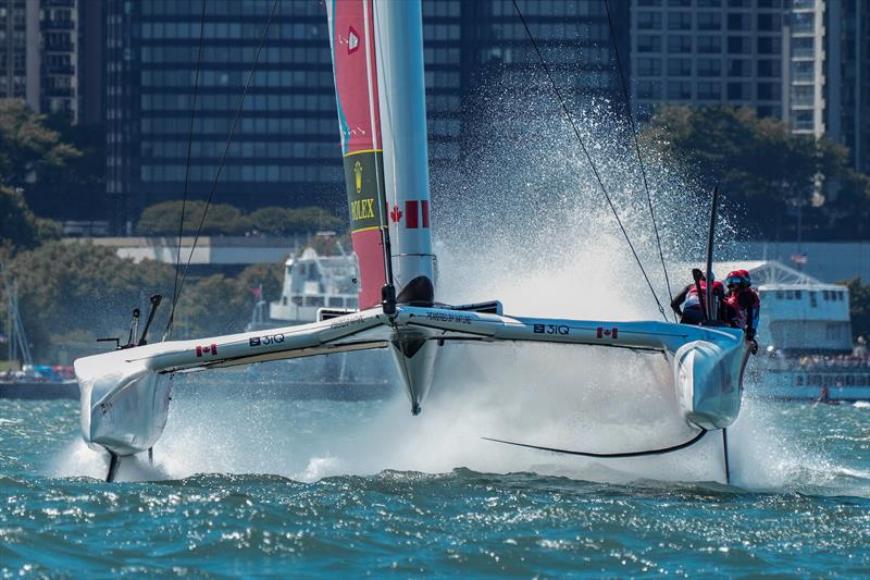 Canada SailGP Team helmed by Phil Robertson in action on Race Day 1 of the T-Mobile United States Sail Grand Prix | Chicago at Navy Pier, Season 3, in Chicago, Illinois, USA. June 2022 - photo © Bob Martin/SailGP