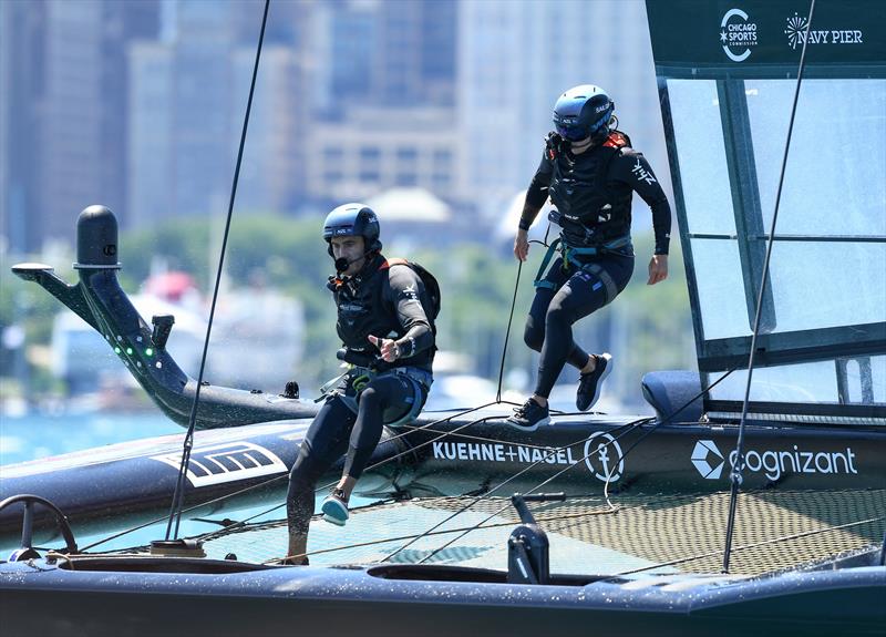 New Zealand SailGP Team co-helmed by Peter Burling and Blair Tuke  in action on Race Day 1 of the T-Mobile United States Sail Grand Prix, June 2022 photo copyright Ricardo Pinto/SailGP taken at Chicago Yacht Club and featuring the F50 class