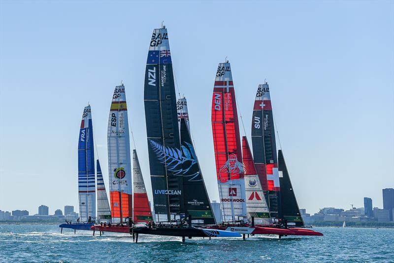 The Fleet on Race Day 2 of the T-Mobile United States Sail Grand Prix | Chicago at Navy Pier - photo © Ricardo Pinto for SailGP