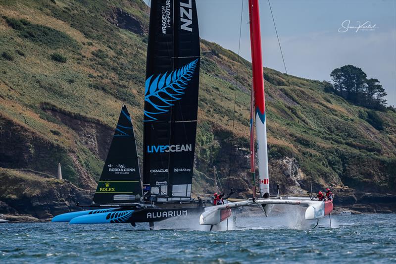 Race Day 1 of the Great Britain Sail Grand Prix in Plymouth photo copyright Sam Kurtul / www.worldofthelens.co.uk taken at  and featuring the F50 class