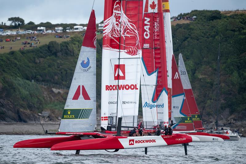 Denmark SailGP Team helmed by Nicolai Sehested on Race Day 2 of the Great Britain Sail Grand Prix | Plymouth in Plymouth, England. 31st July .  - photo © Ricardo Pinto/SailGP