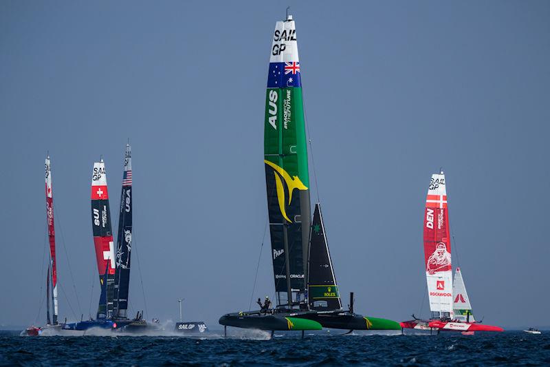 Canada SailGP Team, Switzerland SailGP Team, USA SailGP Team, Australia SailGP Team and Denmark SailGP Team presented by ROCKWOOLin action during a practice session ahead of the ROCKWOOL Denmark Sail Grand Prix - photo © Jon Buckle for SailGP