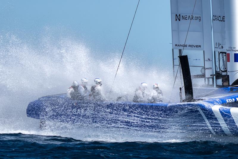 France SailGP Team in action during a practice session ahead of the Range Rover France Sail Grand Prix in Saint Tropez, France photo copyright Bob Martin/SailGP taken at Société Nautique de Saint-Tropez and featuring the F50 class