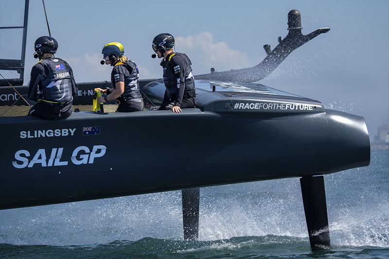 Natasha Bryant at the helm of Australia SailGP Team skippered by Tom Slingsby ahead of the Spain Sail Grand Prix in Cadiz, Andalusia, Spain. 23rd September - photo © Bob Martin for SailGP