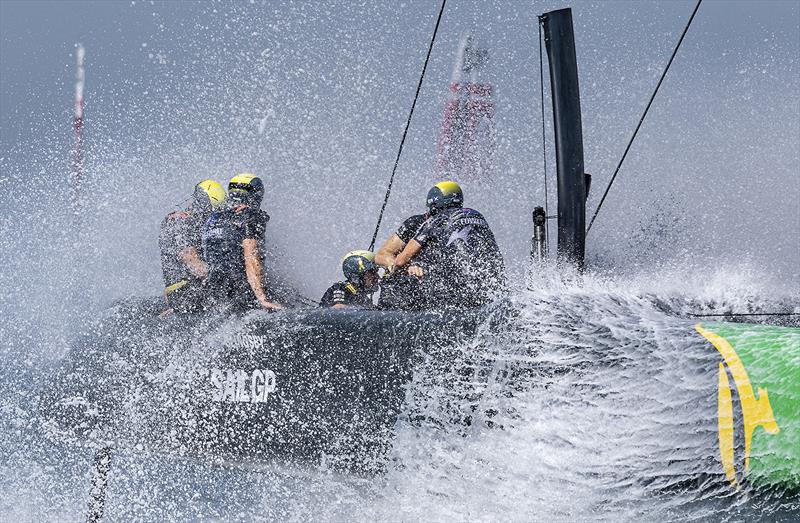 Australia SailGP Team helmed by Tom Slingsby on Race Day 1 of the Spain Sail Grand Prix in Cadiz, Andalusia, Spain. 24th September photo copyright Bob Martin for SailGP taken at  and featuring the F50 class