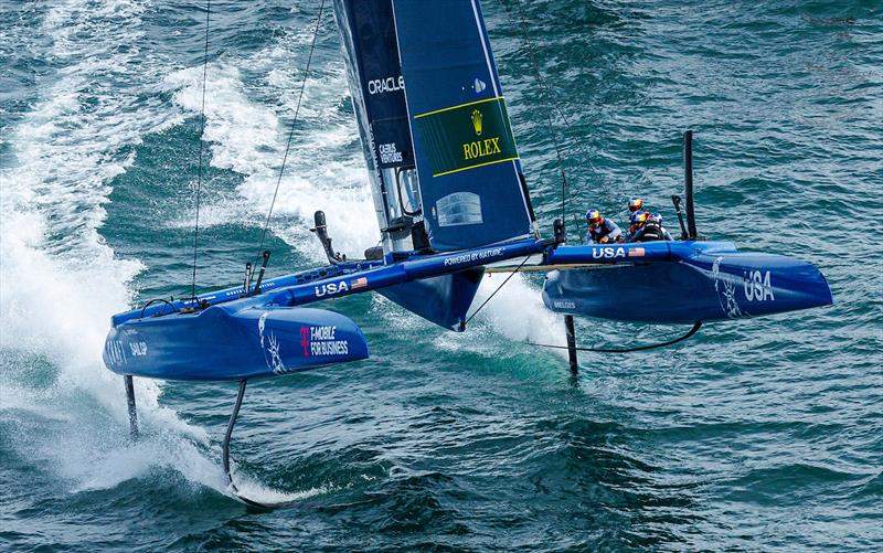 USA SailGP Team USA helmed by Jimmy Spithill in action on Race Day 2 of the Spain Sail Grand Prix in Cadiz, Andalusia, Spain photo copyright David Gray for SailGP taken at  and featuring the F50 class