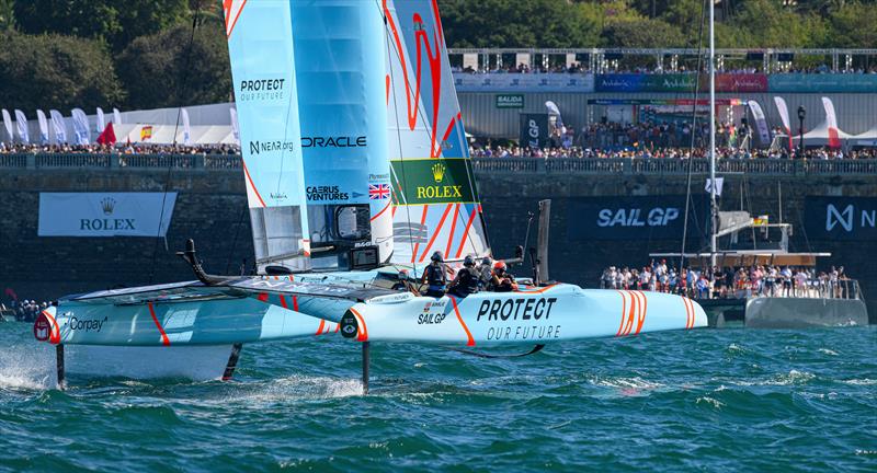 Great Britain SailGP Team helmed by Ben Ainslie in action on Race Day 1 of the Spain Sail Grand Prix in Cadiz, Andalusia, Spain. 24 Sept 2022 - photo © Ricardo Pinto/SailGP