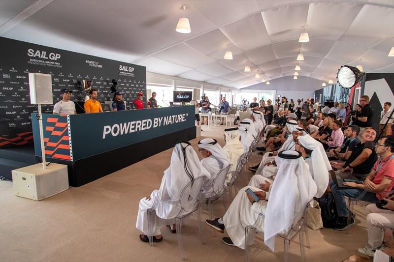 Press conference   - November 11, 2022 - SailGP Dubai  photo copyright Kieran Cleeves/SailGP taken at Dubai Offshore Sailing Club and featuring the F50 class