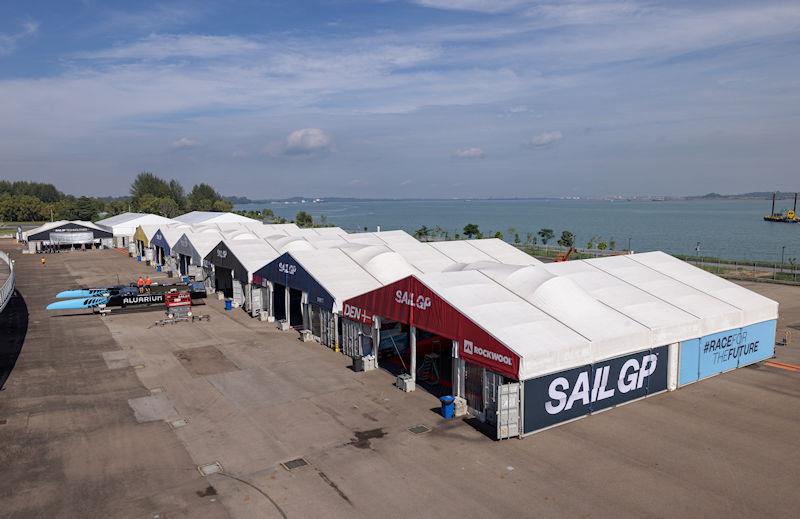 The New Zealand SailGP Team F50 catamaran is prepared at the Technical Base ahead of the Singapore Sail Grand Prix presented by the Singapore Tourism Board photo copyright Felix Diemer for SailGP taken at  and featuring the F50 class