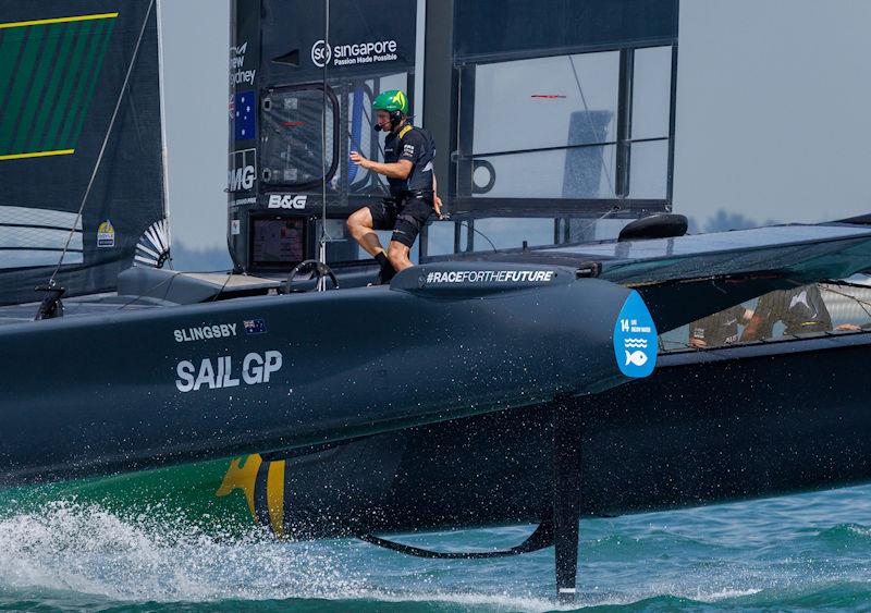 Australia SailGP Team helmed by Tom Slingsby take part in a practice session ahead of the Singapore Sail Grand Prix presented by the Singapore Tourism Board photo copyright SailGP taken at  and featuring the F50 class