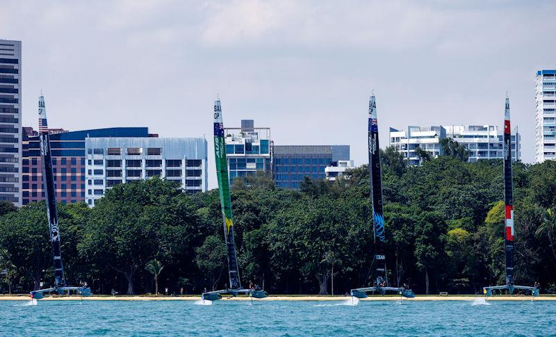 USA SailGP Team, Australia SailGP Team, New Zealand SailGP Team and Switzerland SailGP Team take part in a practice session ahead of the Singapore Sail Grand Prix presented by the Singapore Tourism Board - photo © SailGP