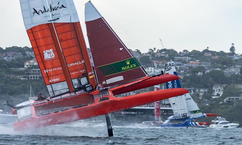 Spain SailGP Team helmed by Diego Botin on Race Day 1 of the KPMG Australia Sail Grand Prix in Sydney, Australia photo copyright Chloe Knott for SailGP taken at Royal Sydney Yacht Squadron and featuring the F50 class