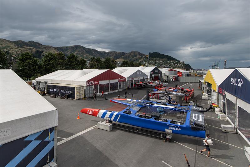 A general view of the technical area and team hangars ahead of the ITM New Zealand Sail Grand Prix in Christchurch - photo © Ricardo Pinto/SailGP