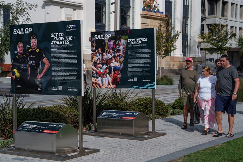 SailGP branding on display in Christchurch city centre ahead of the ITM New Zealand Sail Grand Prix in Christchurch, New Zealand - photo © Bob Martin/SailGP