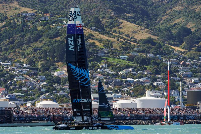 New Zealand SailGP Team in action during a practice session on Race Day 1 of the ITM New Zealand Sail Grand Prix in Christchurch - photo © David Gray/SailGP