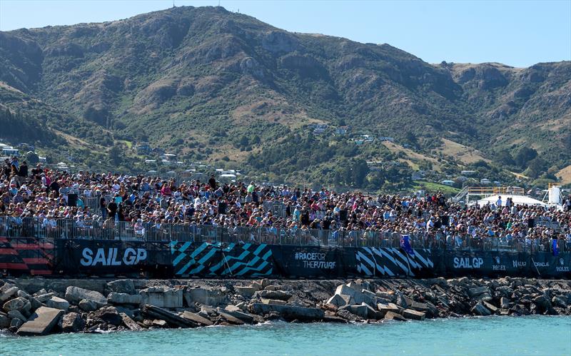 A general view of the grandstand on Race Day 1 of the ITM New Zealand Sail Grand Prix in Christchurch, New Zealand - photo © Ricardo Pinto for SailGP