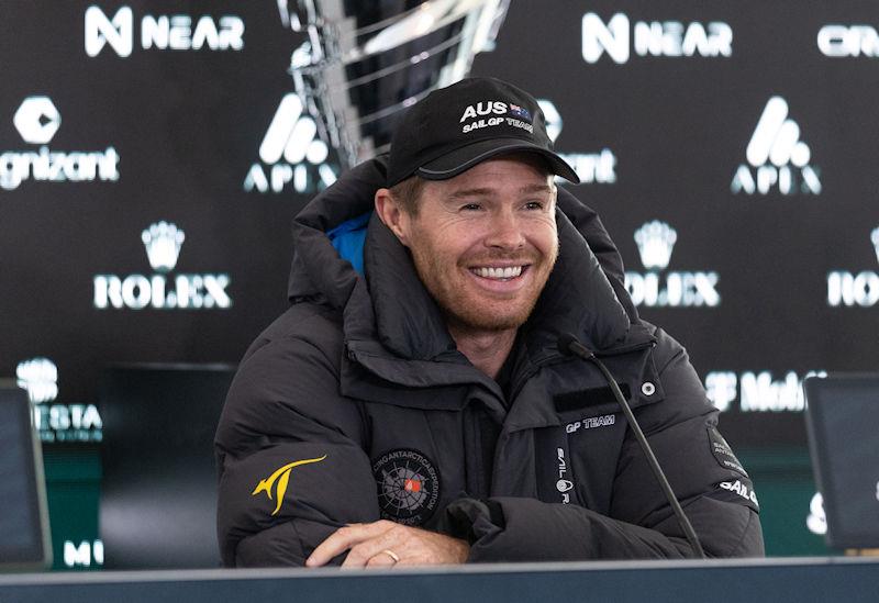 Tom Slingsby, CEO and driver of Australia SailGP Team, at the pre-event press conference in the Adrenaline Lounge ahead of the Mubadala SailGP Season 3 Grand Final in San Francisco, USA photo copyright Jed Jacobsohn for SailGP taken at  and featuring the F50 class