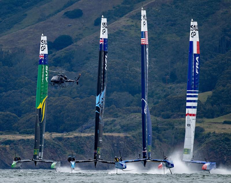 The SailGP fleet in action during a practice session ahead of the Mubadala SailGP Season 3 Grand Final in San Francisco, USA - photo © Ricardo Pinto for SailGP