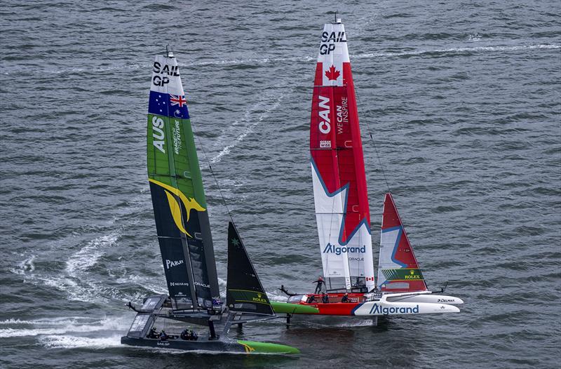 Australia SailGP Team and Canada SailGP Team in action on Race Day 1 of the Mubadala SailGP Season 3 Grand Final in San Francisco, USA. Saturday 6th May photo copyright Bob Martin for SailGP taken at San Francisco Yacht Club and featuring the F50 class