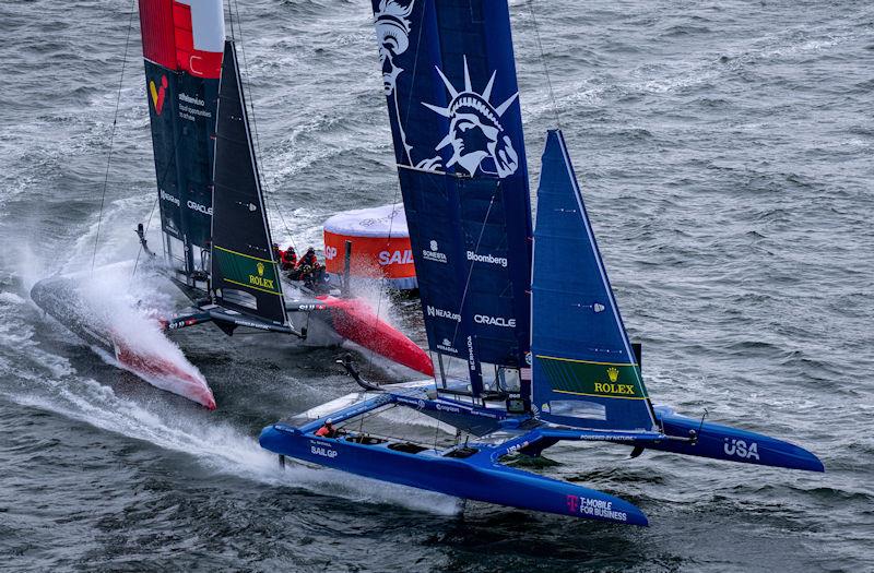 USA SailGP Team and Switzerland SailGP Team in action on Race Day 1 of the Mubadala SailGP Season 3 Grand Final in San Francisco, USA - photo © Bob Martin for SailGP