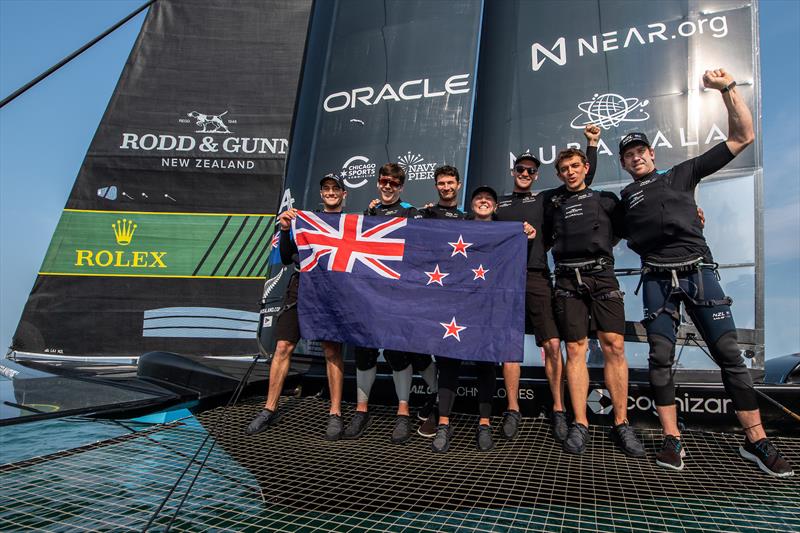 NZ SailGP team celebrate winning the Final - Race Day 2 of the Rolex United States Sail Grand Prix | Chicago - photo © Ricardo Pinto/SailGP